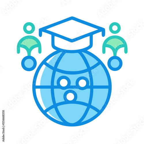 Global Education Network: Conceptual Icon Representing Worldwide Learning and International Collaboration