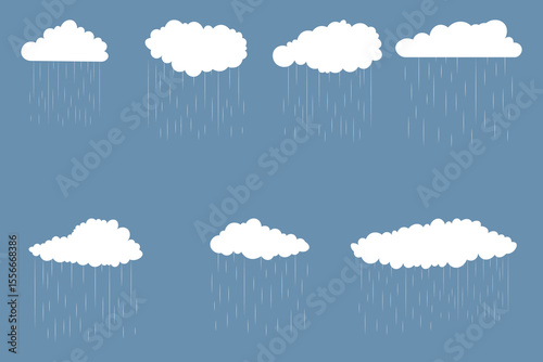 Vector illustration of cute cartoon clouds with colorful rain drops, soft pastel weather scene, seamless child-friendly background, adorable sky pattern for kids prints, digital use, or fabric
