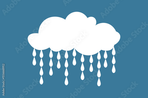 Flat cartoon illustration of rain clouds and water droplets, colorful vector sky scene, abstract weather background, seamless pattern for creative kids designs, cheerful and fun rainy day art
