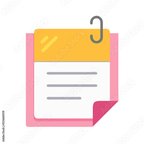 Pink notepaper with attached yellow note and paperclip icon on a black background