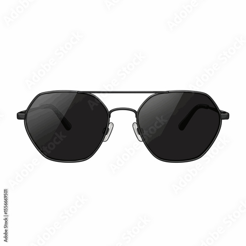 Black Wire Hexagonal with Solid Black Lenses Sunglasses