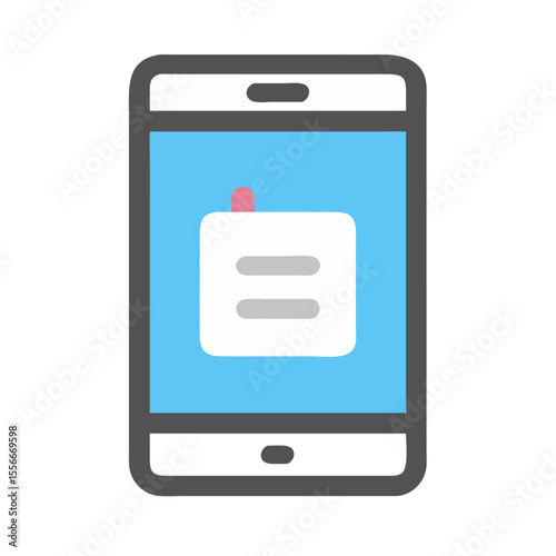 Stylized mobile phone icon displaying a notification, flat design illustration on black background