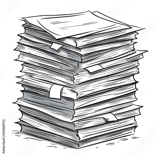 Creative Paper Stack Cartoon Vector Illustration