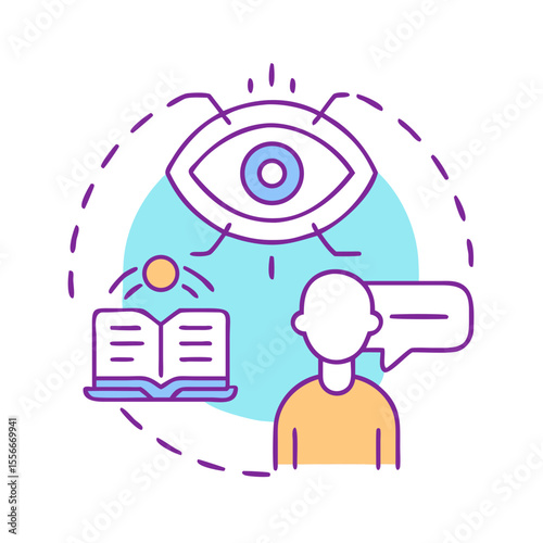 Visual Perception and Awareness: An Icon Representing Insight, Knowledge, and Communication on a Dark Background