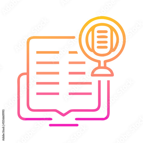 Podcast Recording Illustration with Book and Microphone Graphic for Content Creation