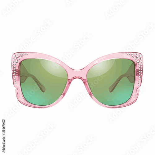 Jeweled Butterfly with Green Lenses Sunglasses