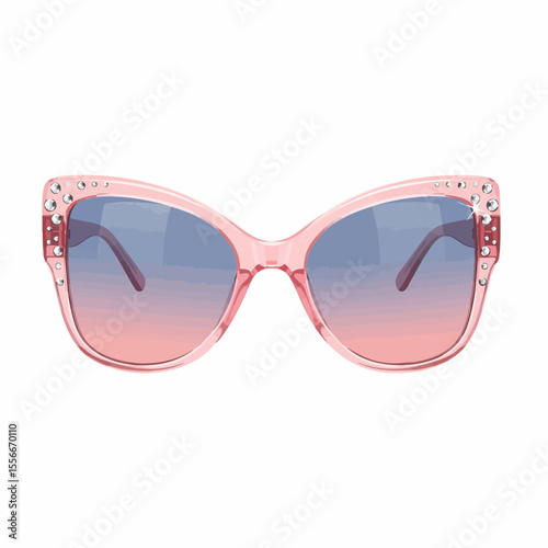 Jeweled Butterfly with Blue-Rose Gradient Lenses Sunglasses