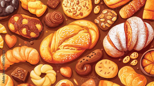 Delicious Croissant Bakery Vector Illustration