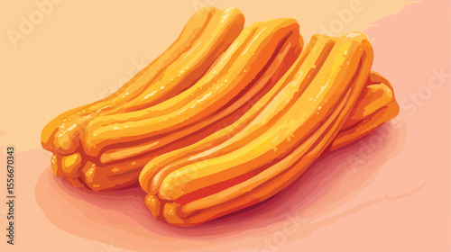 Delicious Churros Tasty Flat Vector Illustration