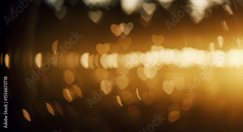 Golden Light Hearts A Bokeh Symphony of Love and Warmth for Valentine's Day Ambience