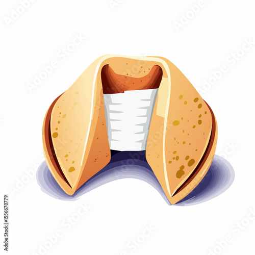 A fortune cookie cracked open with paper visible
