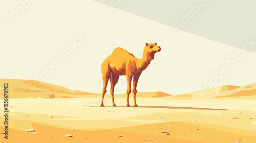 Desert Camel Animal Flat Vector Illustration