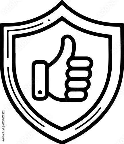 Shield with a thumbs up icon symbolizing security approval and quality assurance