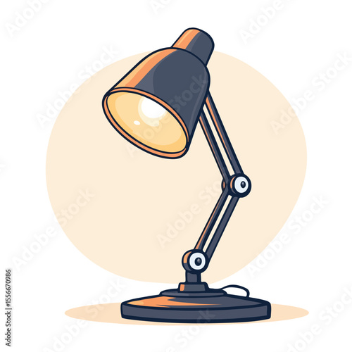 Cheerful Cartoon Desk Lamp - Hand-drawn Vector Illustration