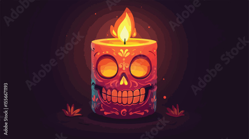 Day of the Dead Candle Flat Vector Illustration