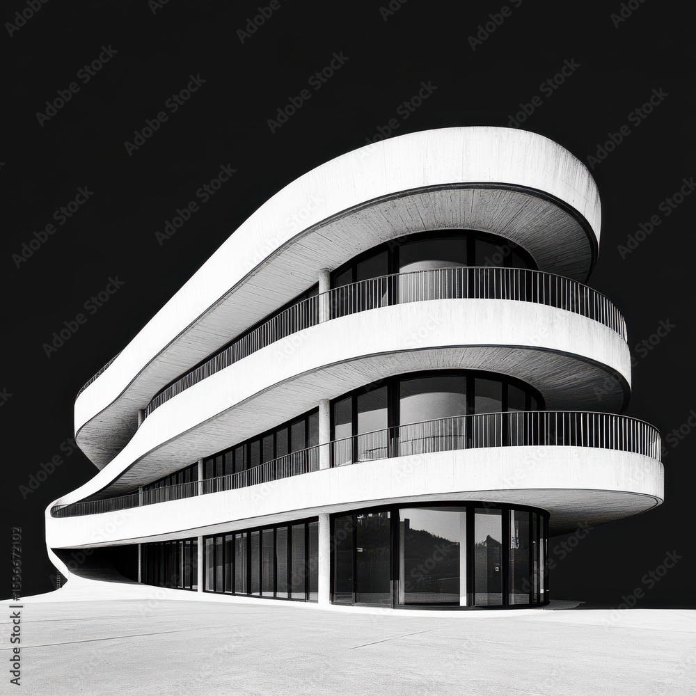 Fototapeta premium Elegant Curved Architectural Structure in Monochrome