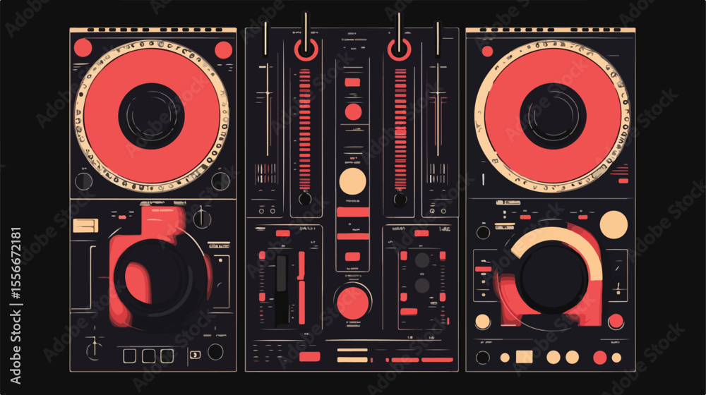 Fototapeta premium Dynamic DJ Mixer Music Design Vector Illustration