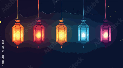 Diwali Lantern Hanging Icon Flat Vector Illustration