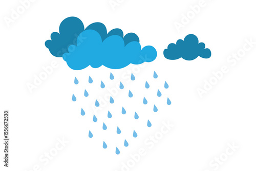 Whimsical vector art of clouds and falling rain drops, pastel palette, soft minimal weather concept, seamless illustration, cute and decorative design for fabric, stationery, and kid's prints

