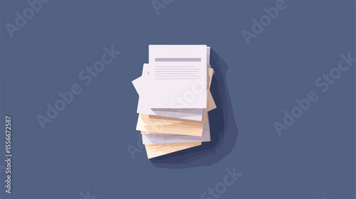 Professional Document Paper with Statistics Flat Vector Illustration
