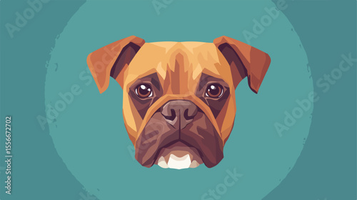 Flat Vector Illustration of Dog Head Animal Icon