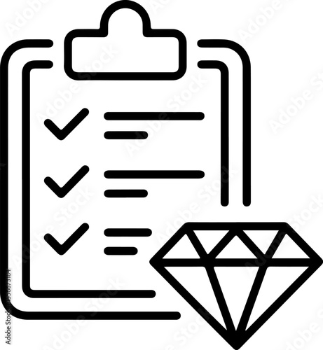 Checklist with a diamond icon representing quality or valuable tasks