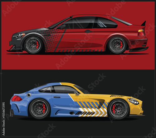 Two Sport Cars with Custom Graphics Digital illustration