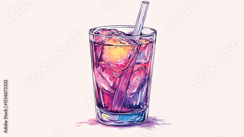 Cocktail Glass Vector Illustration Drawing