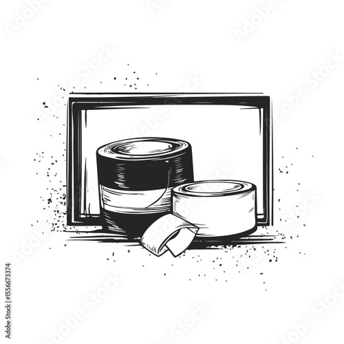 Colorful Cartoon Vector Illustration of Dressing Pad and Adhesive Tape for Medical Use