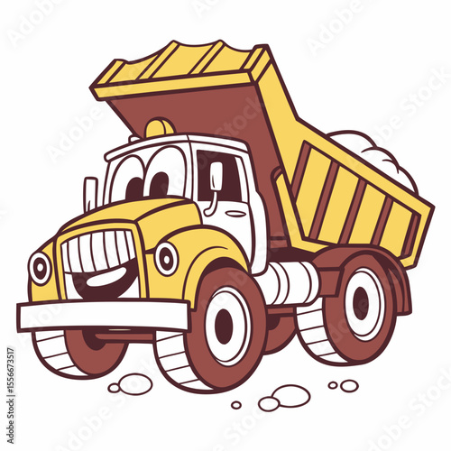 Cartoon Dump Truck Vector Image. Dumb Truck Vector Art, Icons