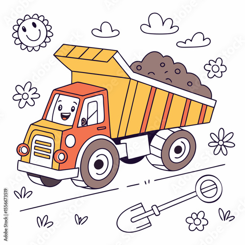 Cartoon Dump Truck Vector Image. Dumb Truck Vector Art, Icons