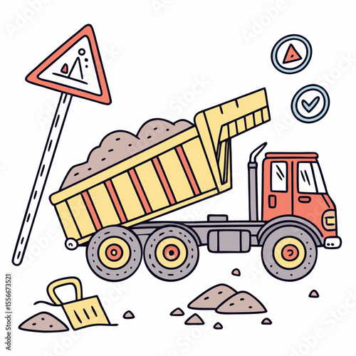 Cartoon Dump Truck Vector Image. Dumb Truck Vector Art, Icons