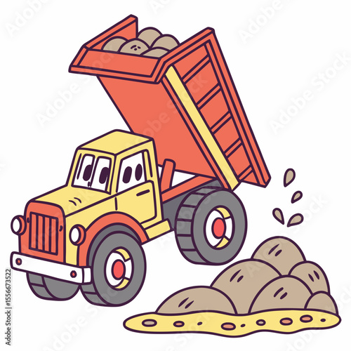Cartoon Dump Truck Vector Image. Dumb Truck Vector Art, Icons