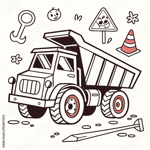Cartoon Dump Truck Vector Image. Dumb Truck Vector Art, Icons