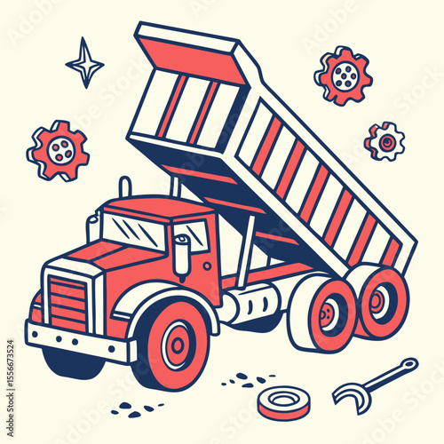 Cartoon Dump Truck Vector Image. Dumb Truck Vector Art, Icons
