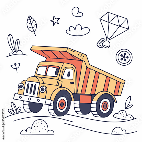 Cartoon Dump Truck Vector Image. Dumb Truck Vector Art, Icons