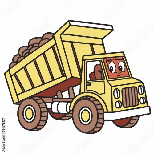 Cartoon Dump Truck Vector Image. Dumb Truck Vector Art, Icons