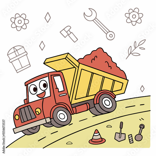 Cartoon Dump Truck Vector Image. Dumb Truck Vector Art, Icons
