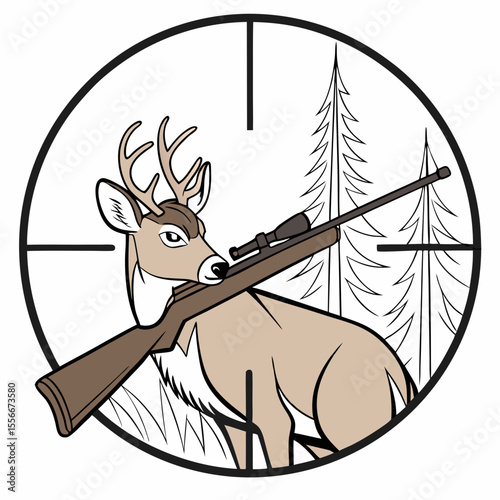 Deer Target Images vector. Deer Locked in the Crosshairs of a Hunter's Rifle image vector.