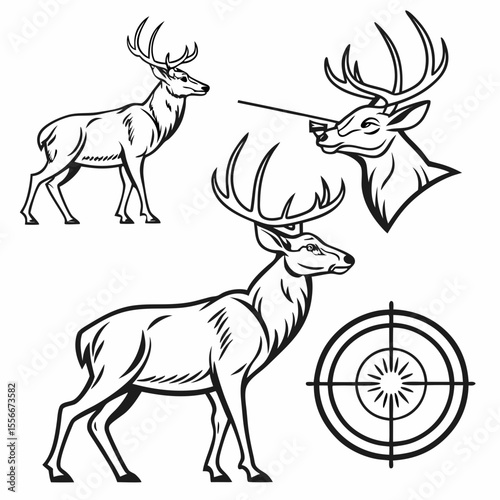 Deer Target Images vector. Black and white Deer Target Images vector isolated on white background.