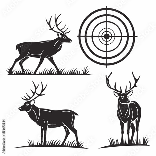 Deer Target Images vector. Black and white Deer Target Images vector isolated on white background.