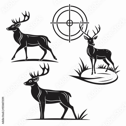 Deer Target Images vector. Black and white Deer Target Images vector isolated on white background.