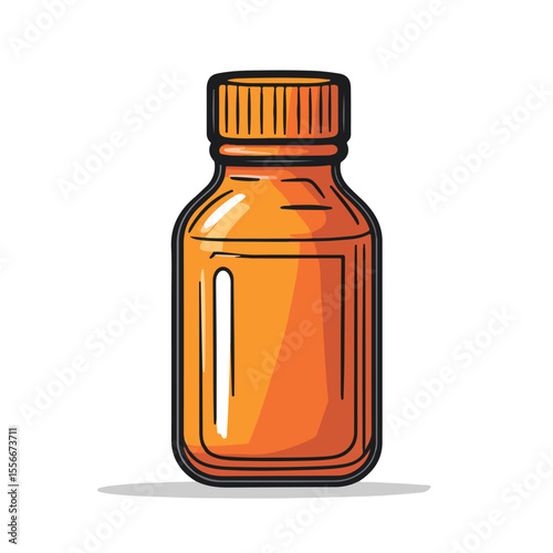 Colorful Cartoon Vector of Drug Plastic Bottle for Medical Illustration