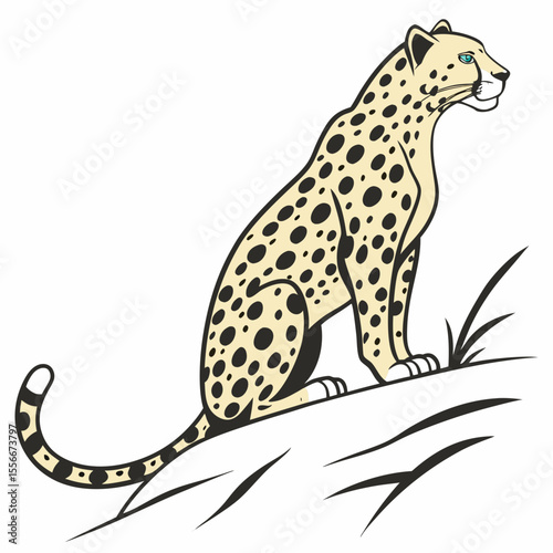 Jaguar Image vector. Spotted Jaguar Sitting Vector Image on white background.