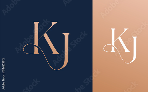 Billede på lærred Initial letter KJ JK logo design vector illustration for couple, wedding, and bu
