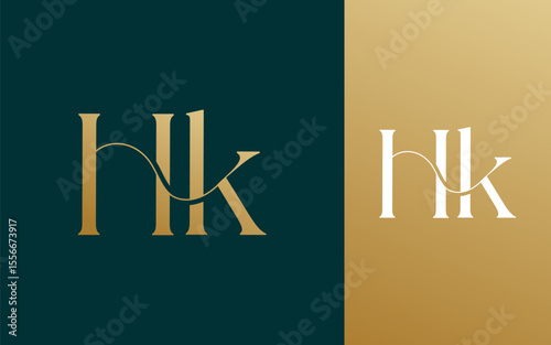 Initial letter HK KH logo design vector illustration for couple, wedding, and business
