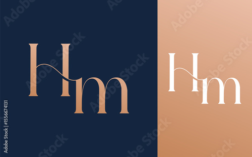 Initial letter HM MH logo design vector illustration for couple, wedding, and business
