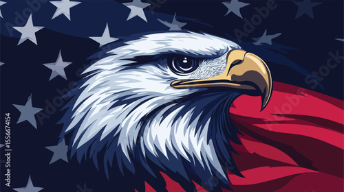 American Symbol Eagle Icon Flat Vector Illustration