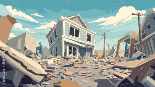 Vibrant Volunteer Illustration for Earthquake Relief Efforts