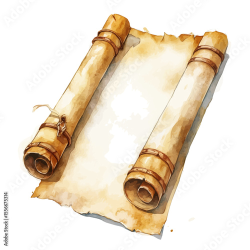 watercolor vector of Sacred Scrolls, isolated on a white background.